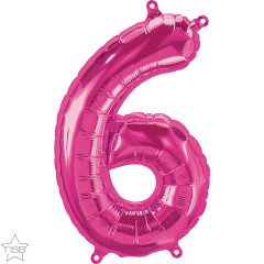 Mini folija balon številka 6 Magenta