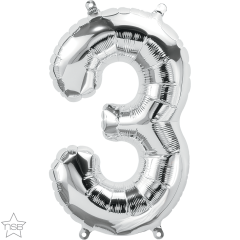Mini folija balon številka 3 Silver  