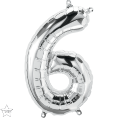 Mini folija balon številka 6 Silver