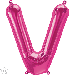 Mini folija balon črka V Magenta