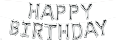 Folija balon napis Happy Birthday Silver