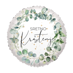 Standard Round Sretno Krštenje Garland Eucaliptus folija balon