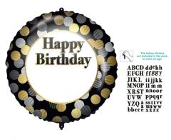 Standard Happy Birthday Gold Silver Dots folija balon