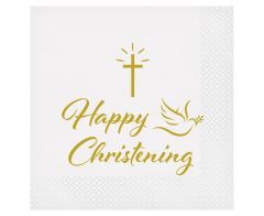 Happy Christening Cross and Dove serviete 33x33 cm
