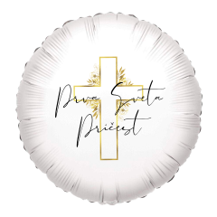 Standard Round Prva Sveta Pričest Gold Cross folija balon