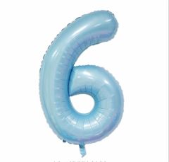 Folija balon številka 6 Pastel Blue