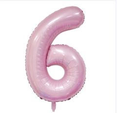 Folija balon številka 6 Pastel Pink