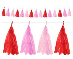 Girlanda papirnata pom pom red pink 250 cm