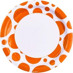 Oranžne pike krožniki 23 cm