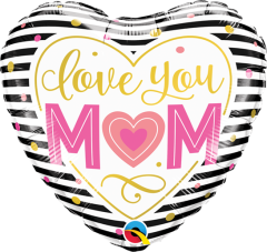 Mini Love you Mum Stripes folija balon na palčki 