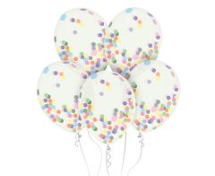 Latex baloni 30 cm Transparent,Assorted Confetti