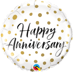 Standard Happy Anniversary Gold Dots folija balon