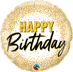 Standard Bday Gold Glitter Dots folija balon