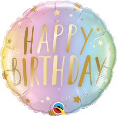 Standard Bday Pastel Ombre & Stars folija balon