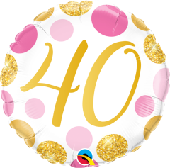 Standard 40 Pink & Gold Dots folija balon