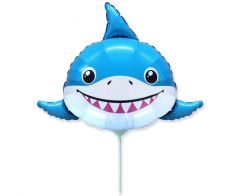 Mini Shark blue folija balon na palčki 