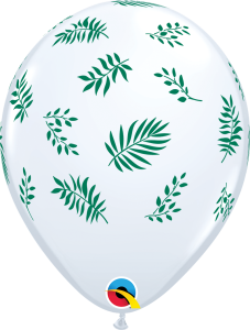 Lateks baloni 28cm Tropical Greenery White 