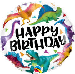 Standard Bday Colorful Dinosaurs folija balon