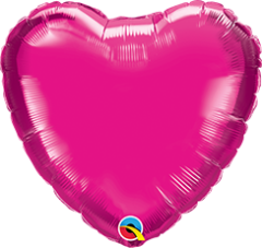 Mini srce folija balon na palčki 10 cm - Magenta