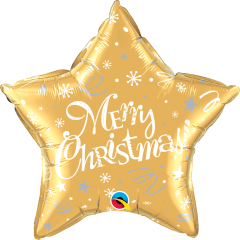 Standard Merry Christmas Festive Gold Star folija balon