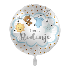 Standard Sretno Rođenje blue folija balon
