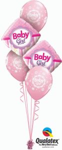 Helijeva balonska dekoracija Baby Girl Dots & Stripes