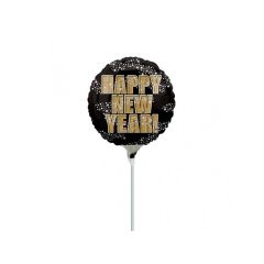 Mini Happy New Year Gold&Black folija balon na palčki