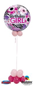 Helijeva bubble balonska dekoracija Bday Pink Zebra