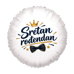 Mini Sretan rođendan BOW - black and gold folija balon na palčki