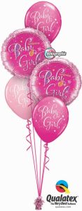 Helijeva balonska dekoracija Welcome Baby Girl