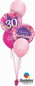 Helijeva balonska dekoracija 30th Birthday Shining Star Pink