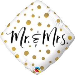 Standard Mr. & Mrs. Gold Dots folija balona