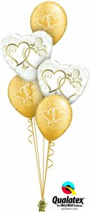 Helijeva balonska dekoracija Entwined Hearts Gold 