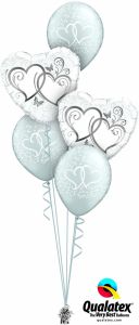 Helijeva balonska dekoracija Entwined Hearts Silver