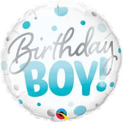 Bday Boy Blue Dots folija balon