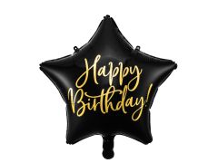 Standard Happy Birthday black Star folija balon