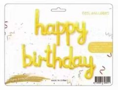 Folija balon napis Happy Birthday Gold