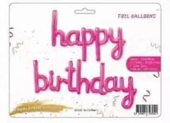 Folija balon napis Happy Birthday Magenta