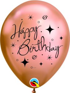 Lateks baloni 28cm Happy Birthday Rose Gold