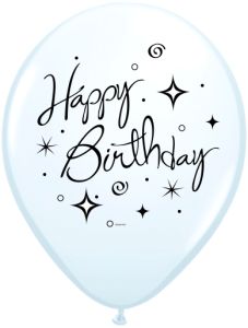 Lateks baloni 28cm Happy Birthday DC