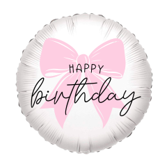 Standard HappyBirthDay macaron pink bow folija balon 