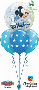 Helijeva balonska dekoracija Bubble Mickey Mouse 1st Birthday