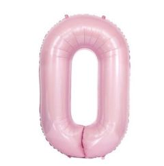 Folija balon številka 0 Pastel Pink