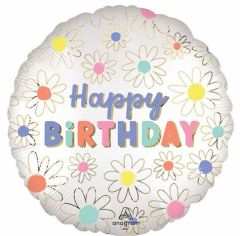 Standard Satin Daisies Happy Birthday folija balon