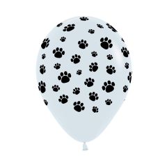 Lateks baloni 28cm Paw Prints White