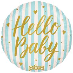 Standard Hello Baby Blue Stripes folija balon 