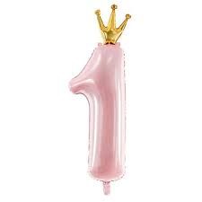 Folija številka 1 pink s kronico 