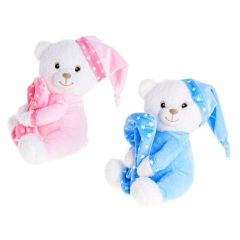 Baby plišani medvedek s kapico 15 cm