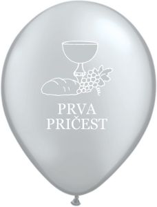 Latex baloni 28 cm Prva Pričest Silver