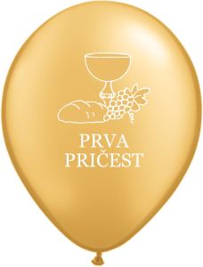 Latex baloni 28 cm Prva Pričest  Gold